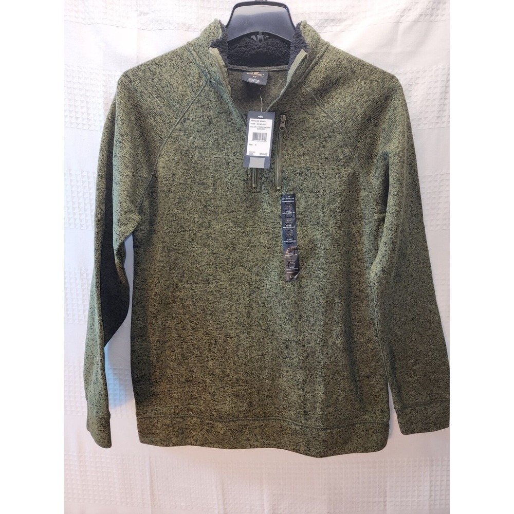 Old River Mens 1/4 Zip Pullover Sweater Green Black Two Toned Small S/P